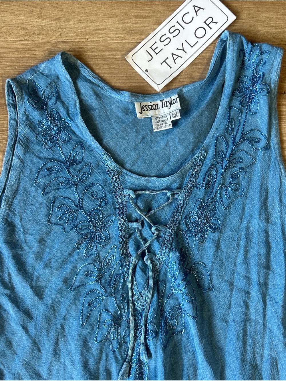 Jessica Taylor Blue Embroidered Lace-Up Women's‎ Dress